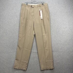 Cutter & Buck Pants Mens 36x34 Tan Khaki Golf Classic Fit Pleated Cuffed NEW